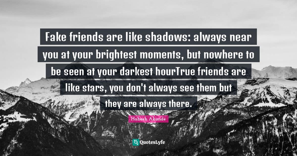 Fake friends are like shadows always near you at your brightest momen