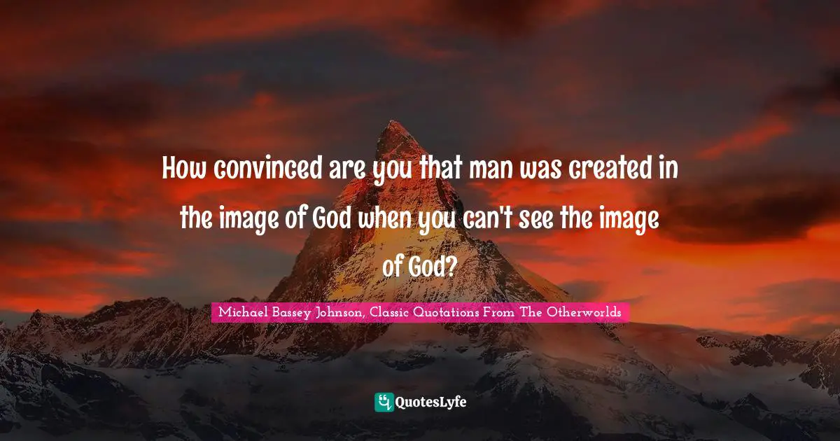 Michael Bassey Quotes: "How convinced are you that man was created in the image of God when you can't see the image of God?"