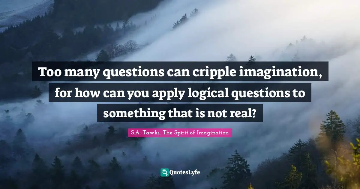 Too many questions can cripple imagination, for how can you apply logical questions to something that is not real?