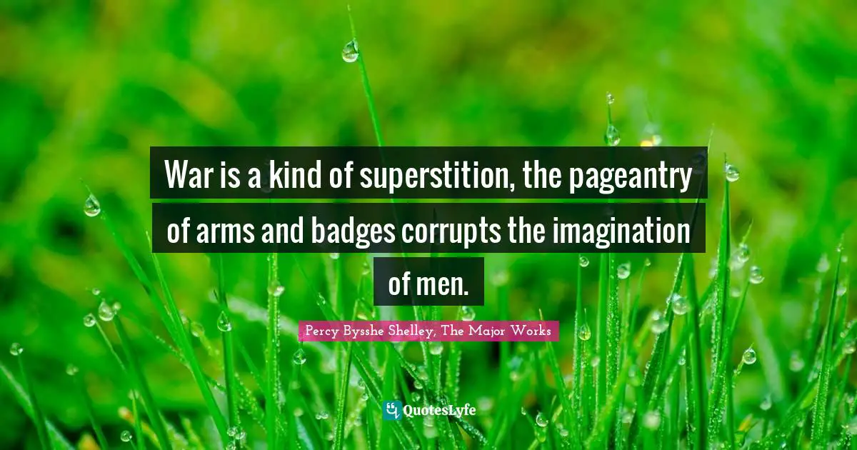 War is a kind of superstition, the pageantry of arms and badges corrupts the imagination of men.