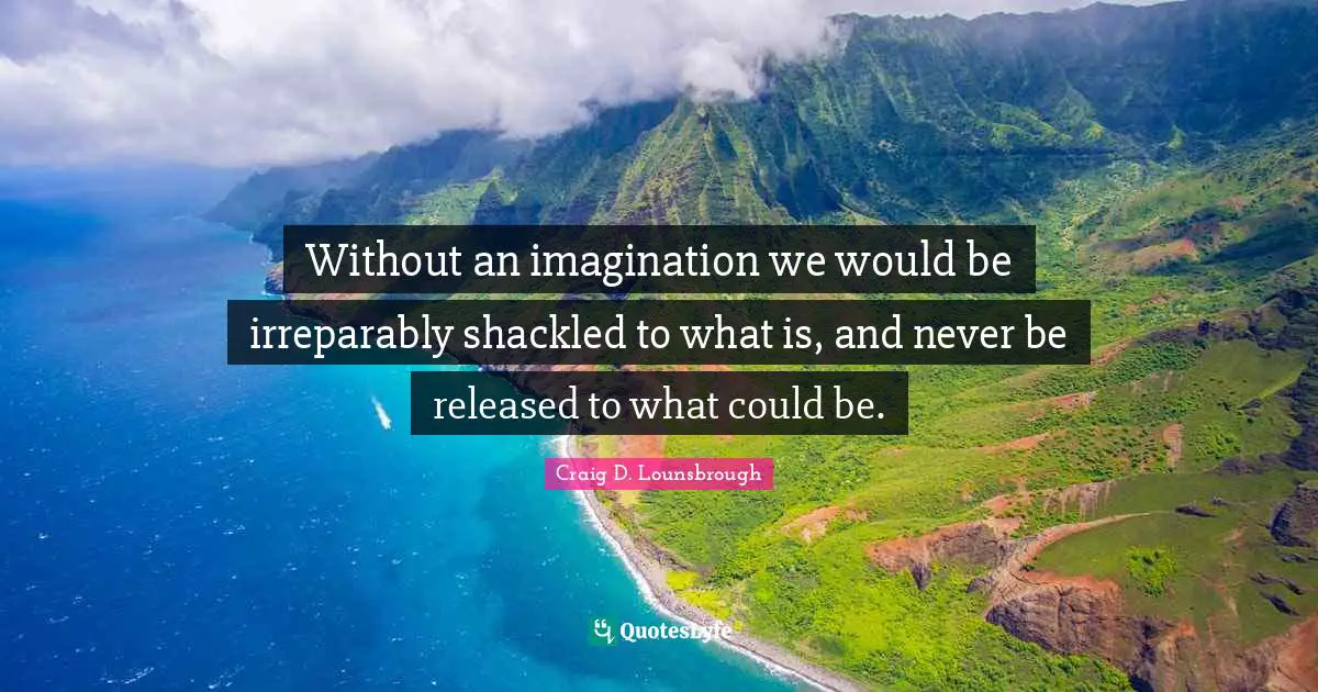 Without an imagination we would be irreparably shackled to what is, and never be released to what could be.