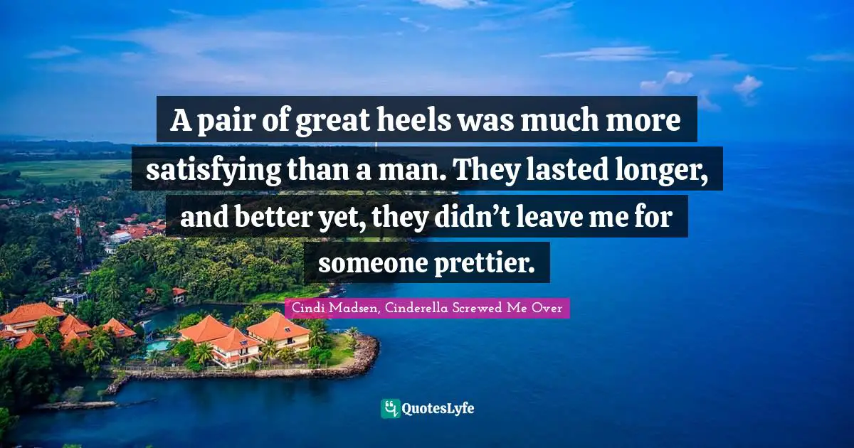 A pair of great heels was much more satisfying than a man. They lasted longer, and better yet, they didn’t leave me for someone prettier.