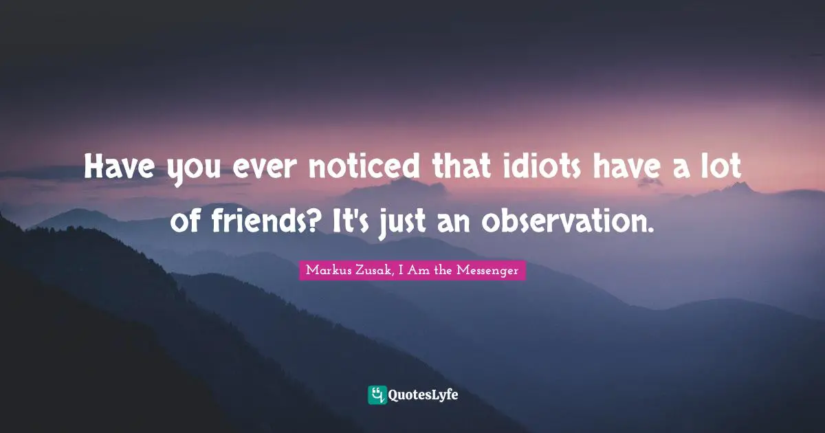 Have you ever noticed that idiots have a lot of friends? It's just an observation.