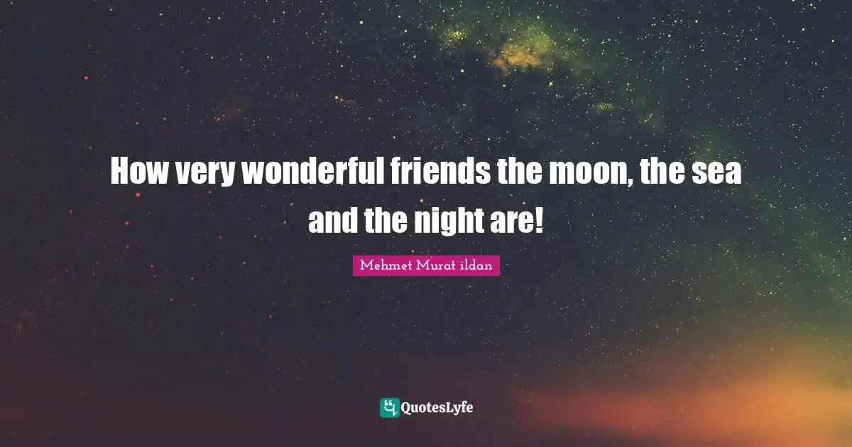 How very wonderful friends the moon, the sea and the night are!