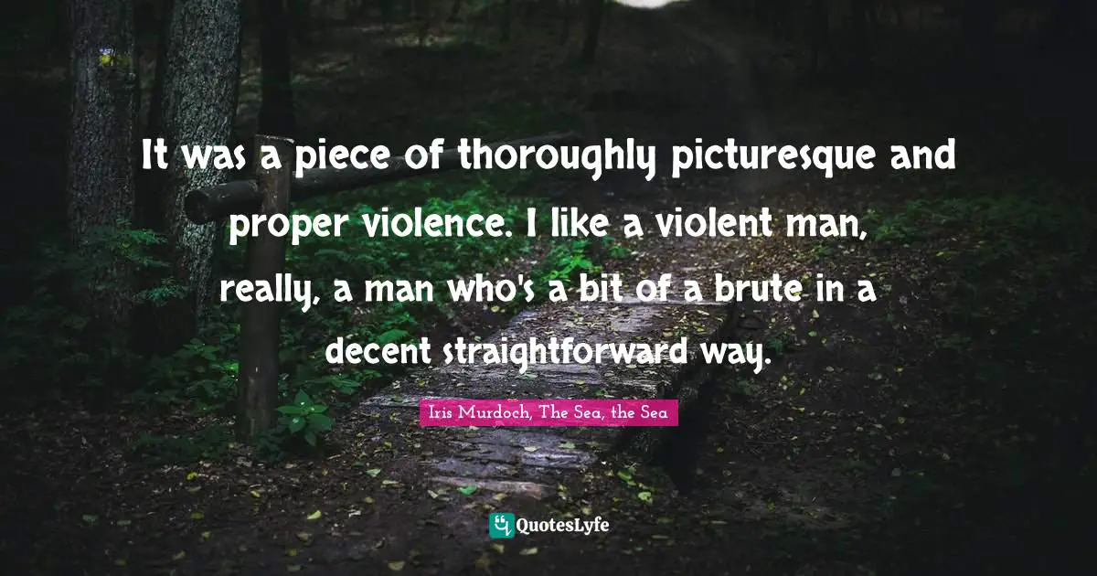 It was a piece of thoroughly picturesque and proper violence. I like a violent man, really, a man who's a bit of a brute in a decent straightforward way.