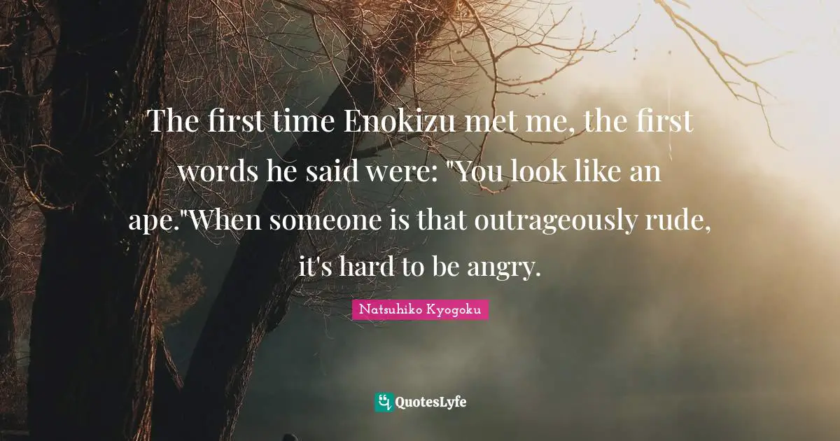 The first time Enokizu met me, the first words he said were: "You look like an ape."When someone is that outrageously rude, it's hard to be angry.