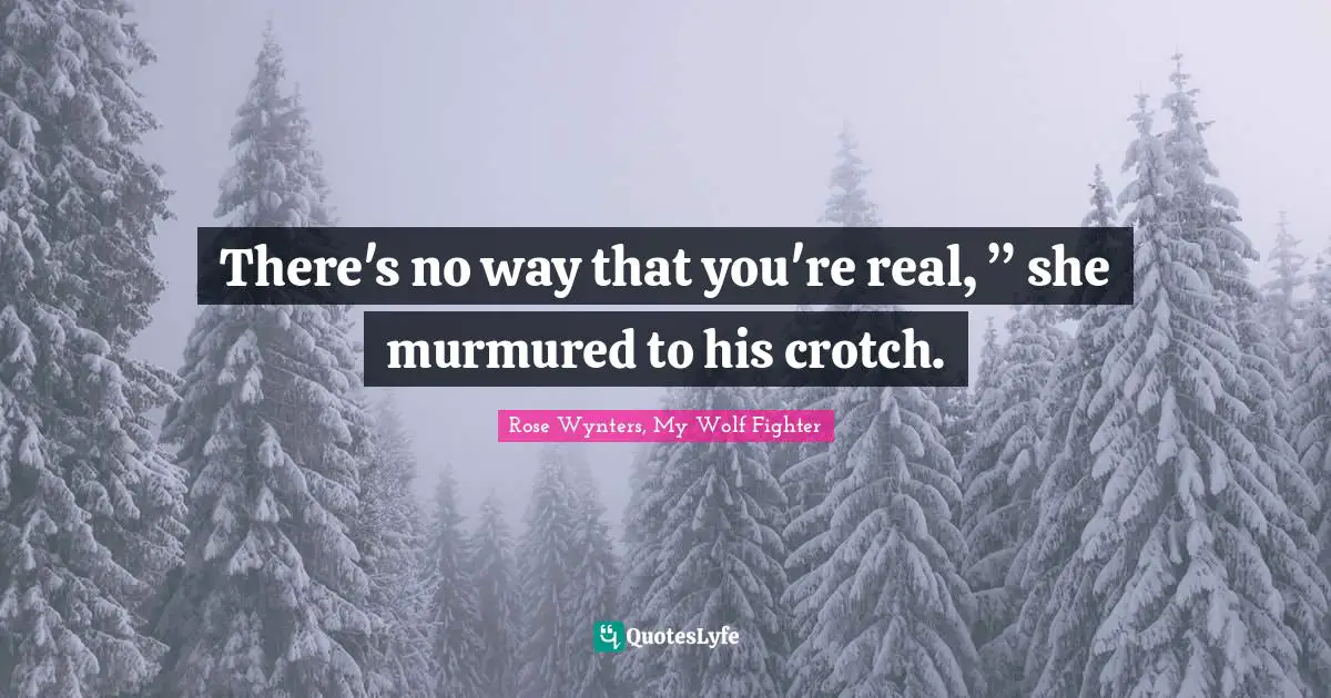 There's no way that you're real, ” she murmured to his crotch.