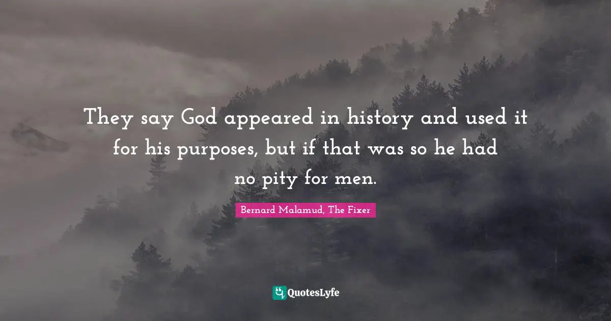 They say God appeared in history and used it for his purposes, but if that was so he had no pity for men.
