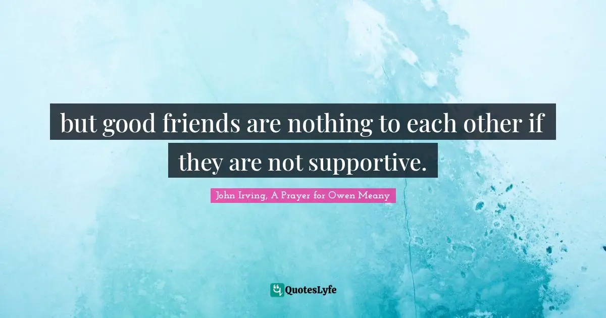 John Irving Quotes: "but good friends are nothing to each other if they are not supportive."