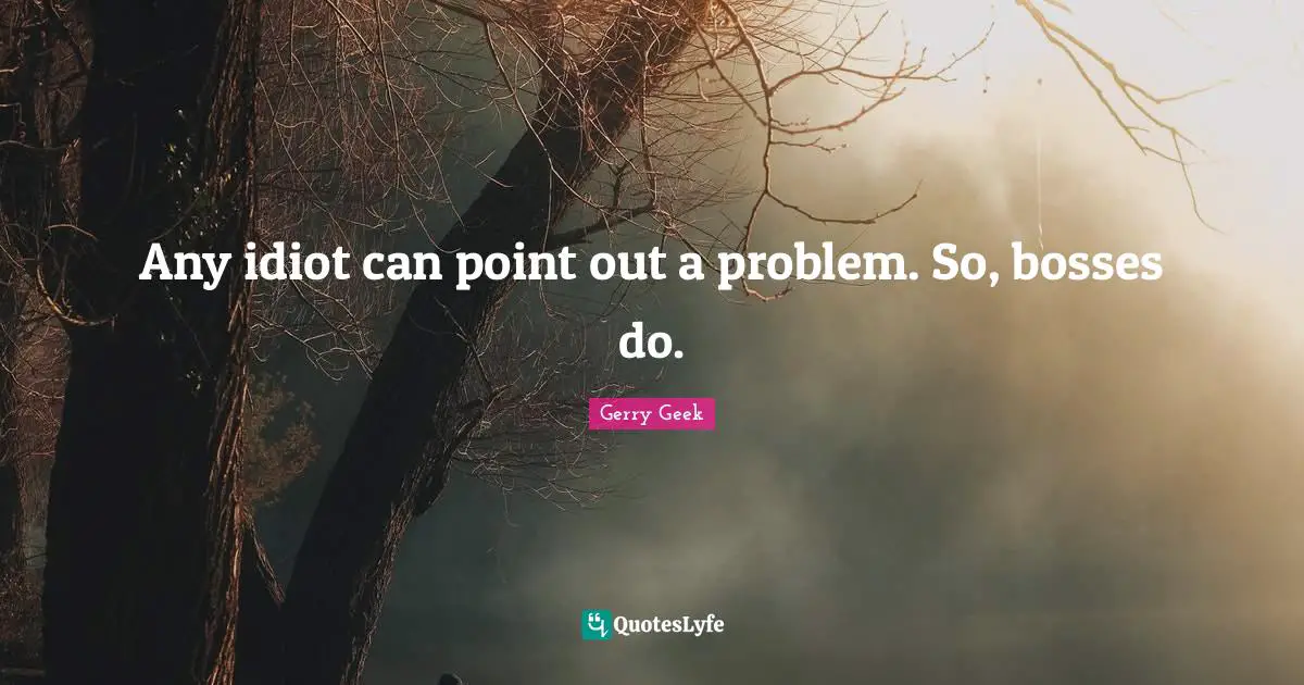 Any idiot can point out a problem. So, bosses do.