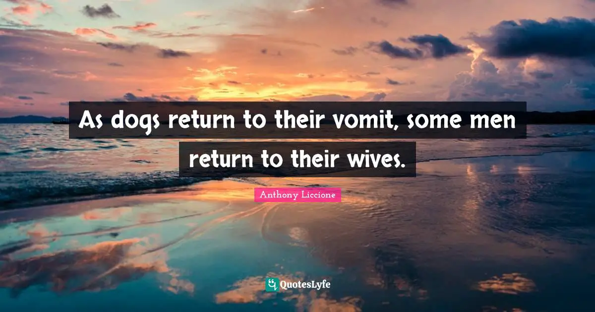 As dogs return to their vomit, some men return to their wives.