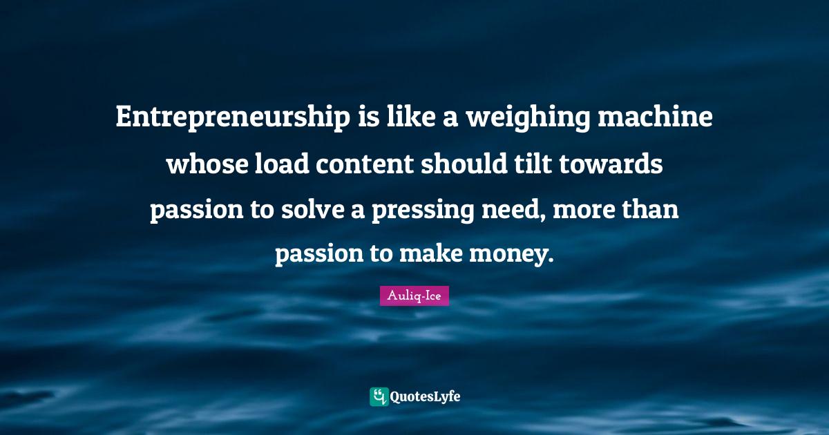 Entrepreneurship is like a weighing machine whose load content should Quote by AuliqIce