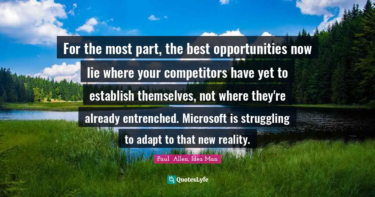 For the most part, the best opportunities now lie where your competitors have yet to establish themselves, not where they're already entrenched. Microsoft is struggling to adapt to that new reality.