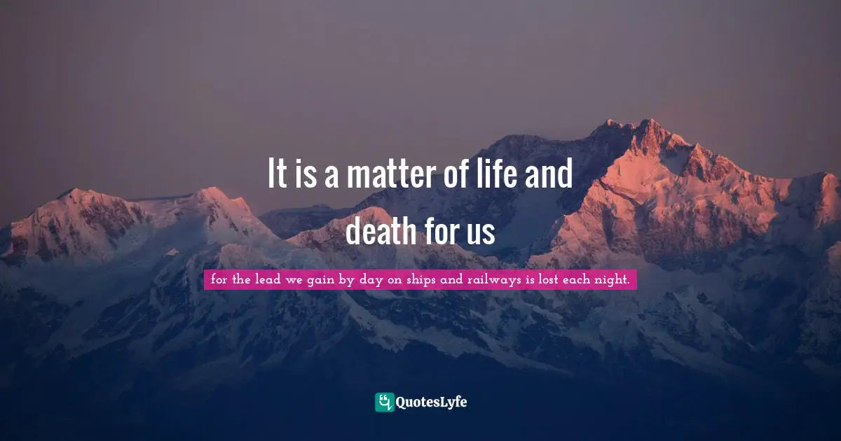 It is a matter of life and death for us