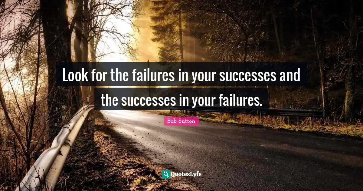 Look for the failures in your successes and the successes in your failures.