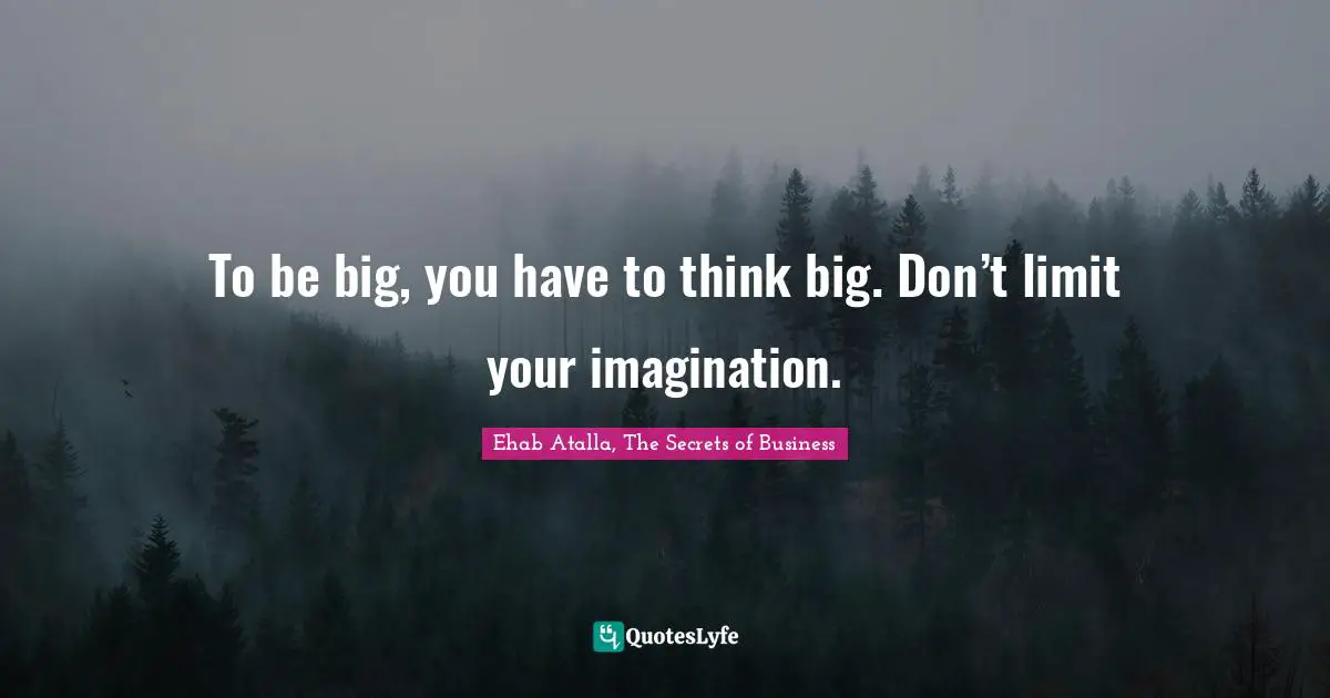 To be big, you have to think big. Don’t limit your imagination.