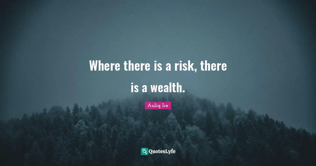 Auliq Ice Quotes: Where there is a risk, there is a wealth.