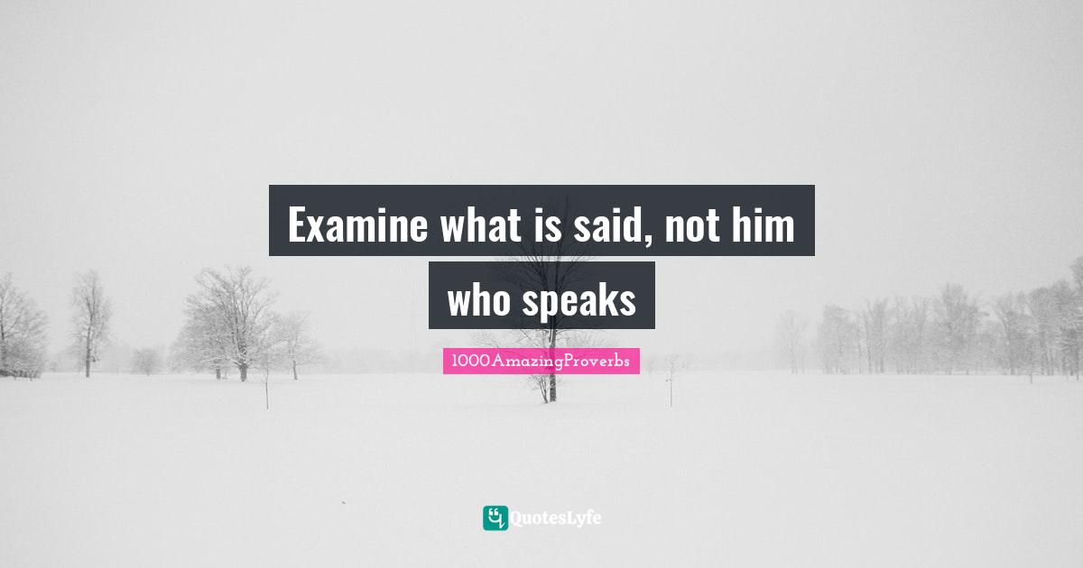 Examine what is said, not him who speaks