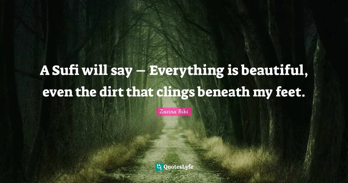 A Sufi will say – Everything is beautiful, even the dirt that clings beneath my feet.