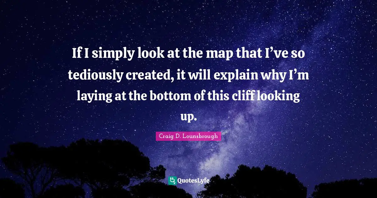 If I simply look at the map that I’ve so tediously created, it will explain why I’m laying at the bottom of this cliff looking up.