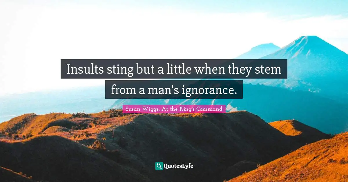 Insults sting but a little when they stem from a man's ignorance.