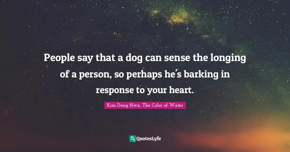 People say that a dog can sense the longing of a person, so perhaps he's barking in response to your heart.
