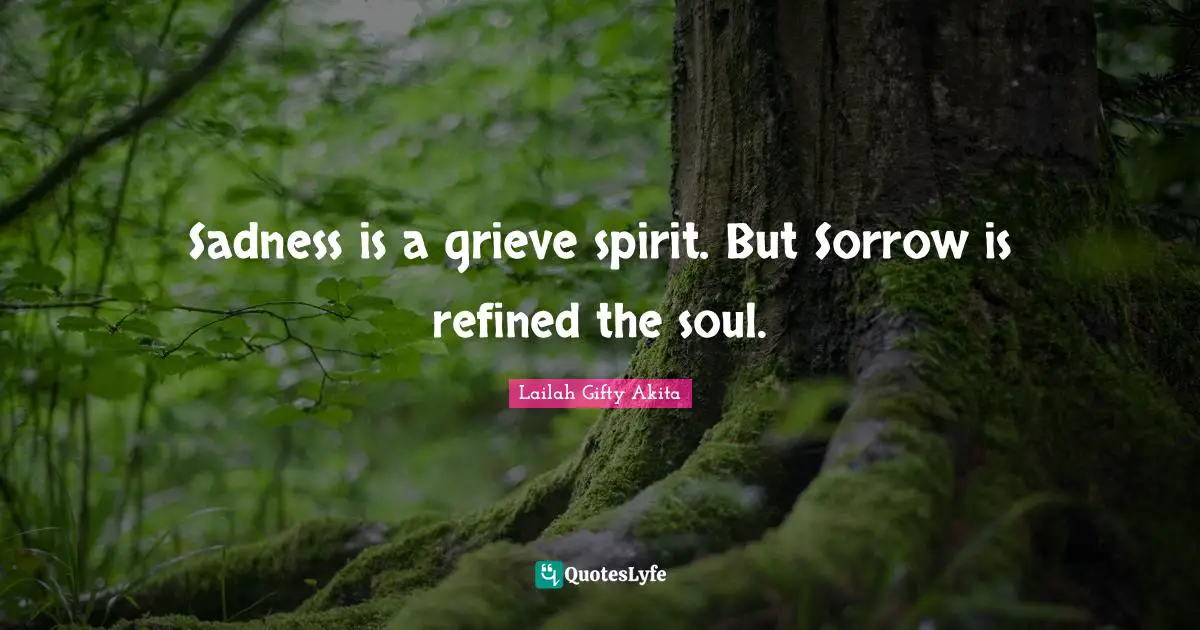 Sadness is a grieve spirit. But Sorrow is refined the soul.