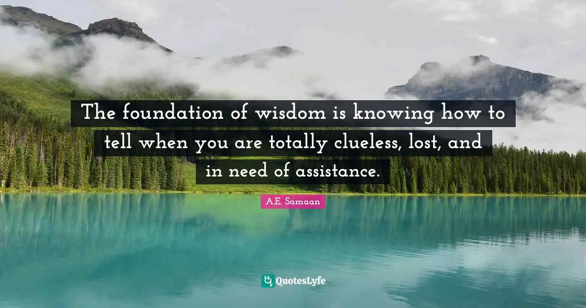 The foundation of wisdom is knowing how to tell when you are totally clueless, lost, and in need of assistance.