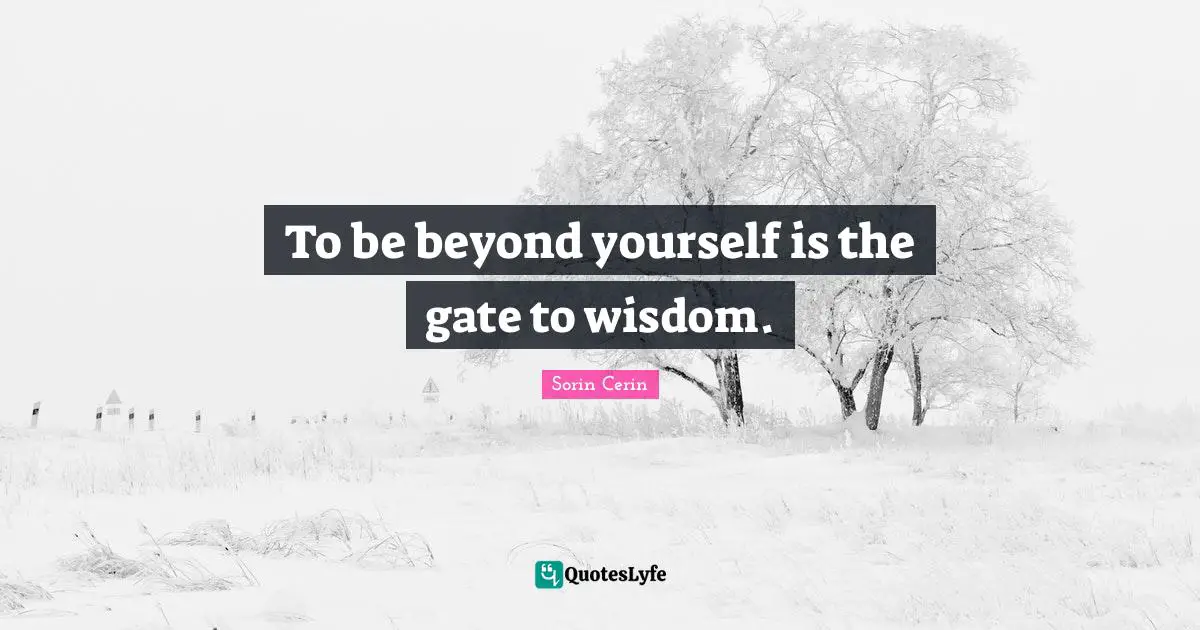 To be beyond yourself is the gate to wisdom.