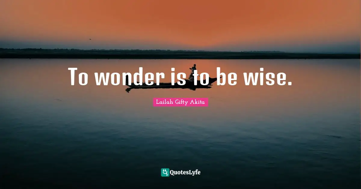 To wonder is to be wise.