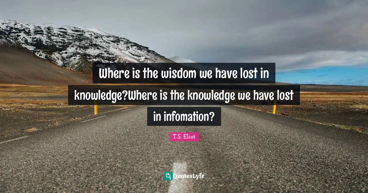 Where is the wisdom we have lost in knowledge?Where is the knowledge we have lost in infomation?