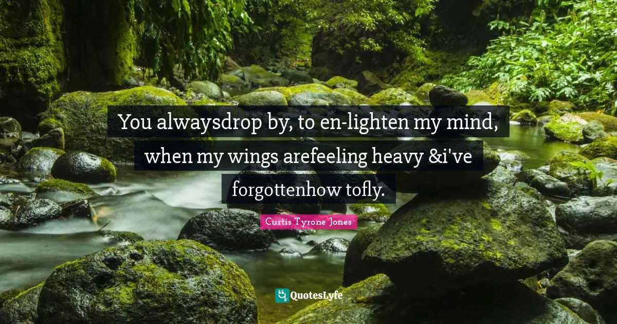 Curtis Tyrone Jones Quotes: You alwaysdrop by, to en-lighten my mind, when my wings arefeeling heavy &i've forgottenhow tofly.