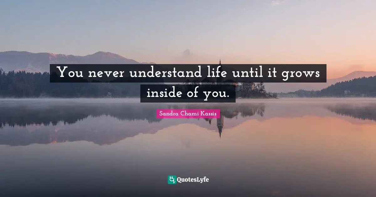 You never understand life until it grows inside of you.