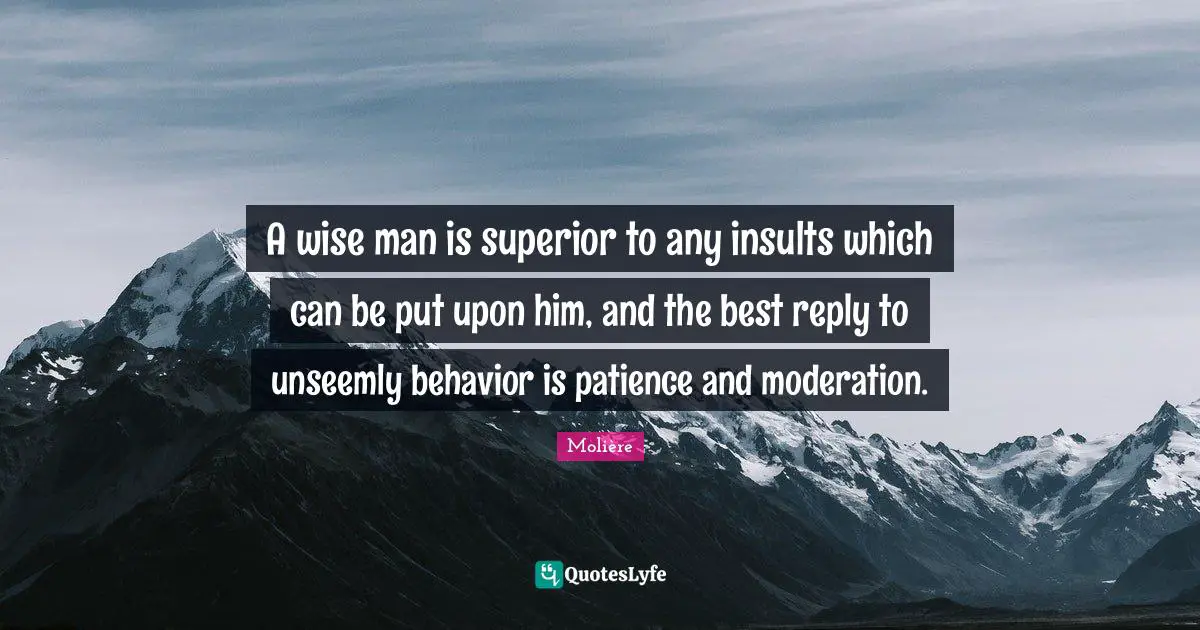 Inspirational Life Quotes: "A wise man is superior to any insults which can be put upon him, and the best reply to unseemly behavior is patience and moderation."
