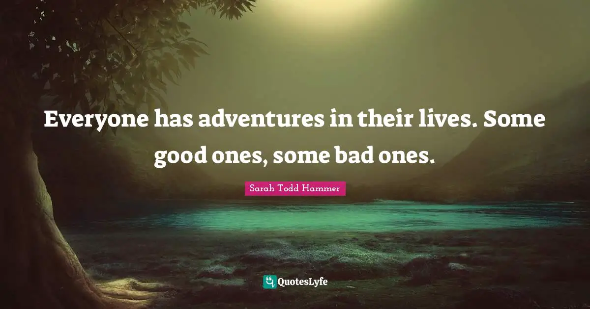 Everyone has adventures in their lives. Some good ones, some bad ones.