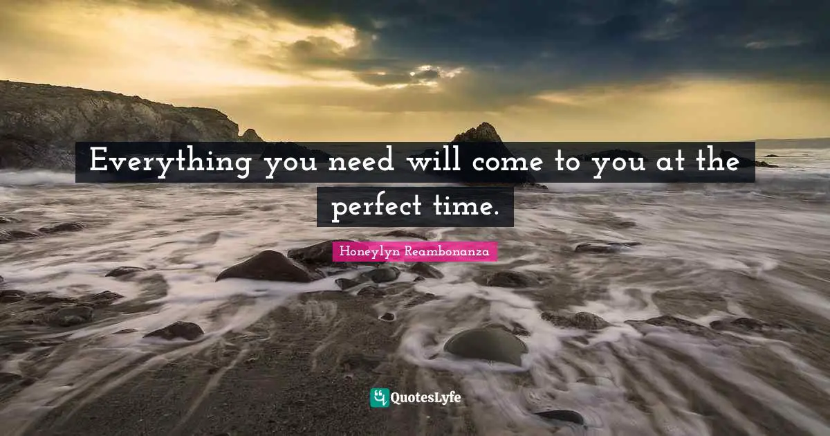Lessons Learned Quotes: "Everything you need will come to you at the perfect time."