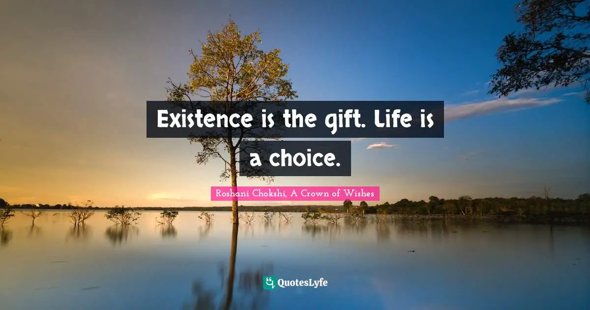 Existence is the gift. Life is a choice.