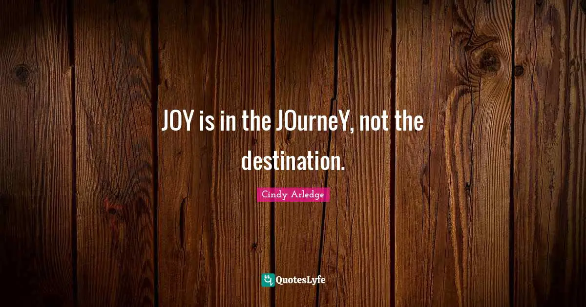 JOY is in the JOurneY, not the destination.