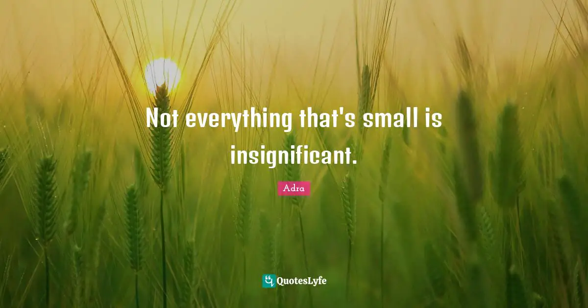 Not everything that's small is insignificant.