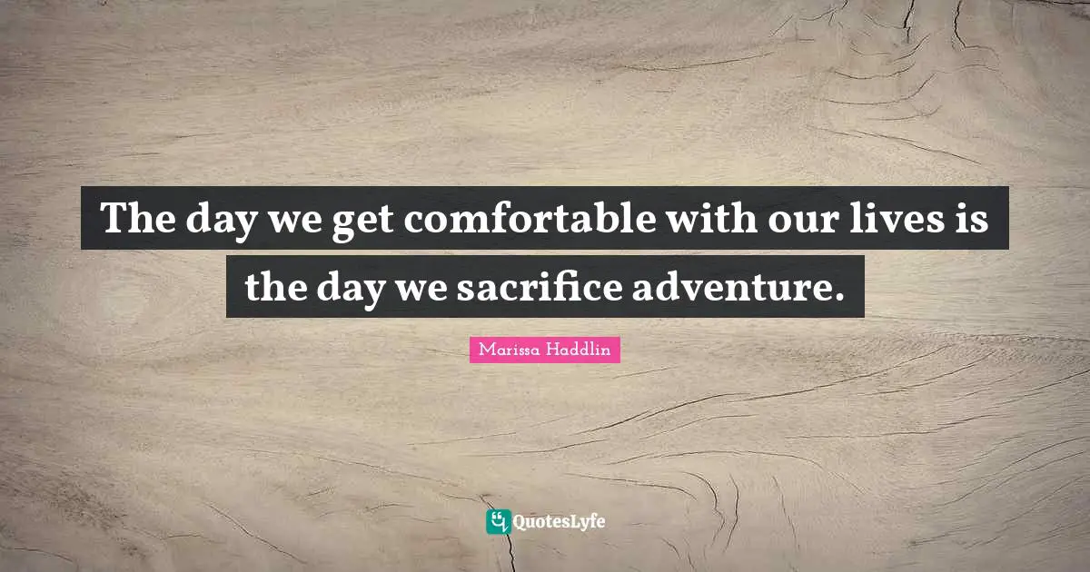 The day we get comfortable with our lives is the day we sacrifice adventure.