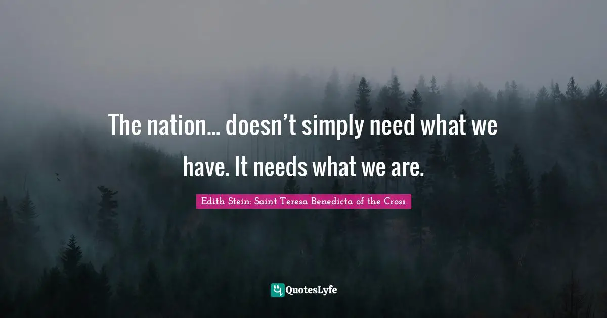 The nation... doesn’t simply need what we have. It needs what we are.