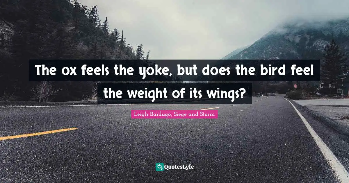 The ox feels the yoke, but does the bird feel the weight of its wings?