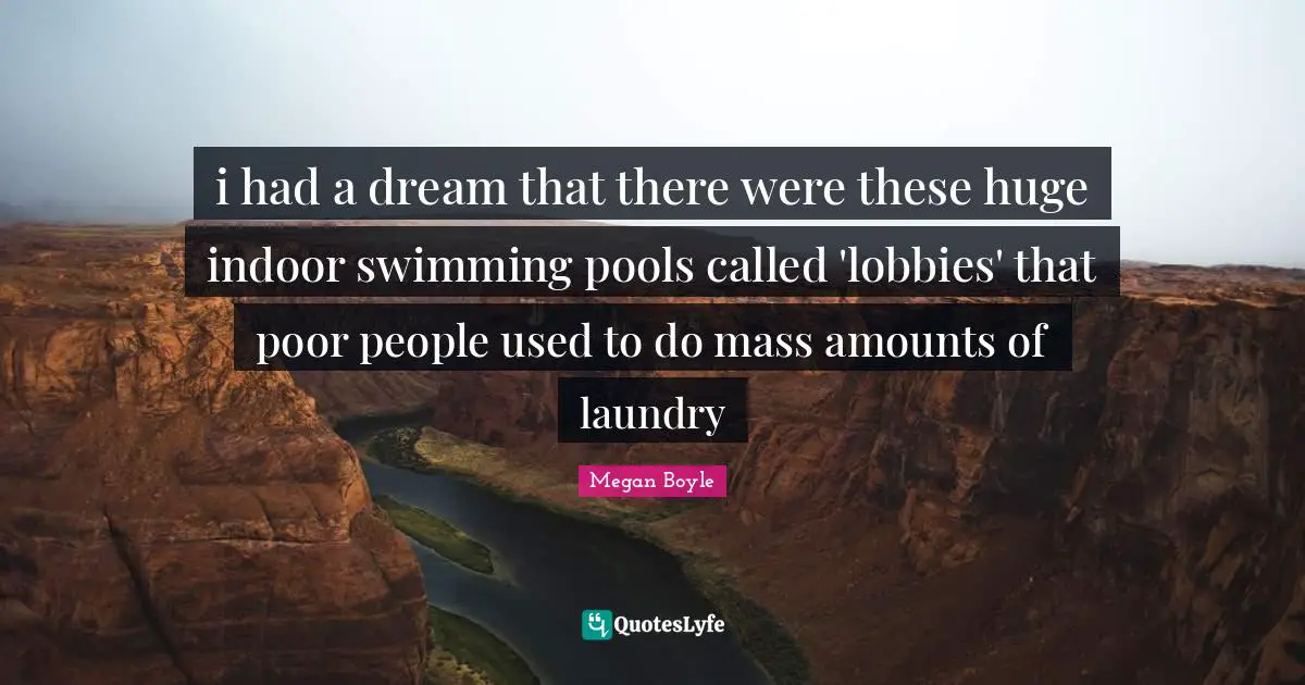 i had a dream that there were these huge indoor swimming pools called 'lobbies' that poor people used to do mass amounts of laundry