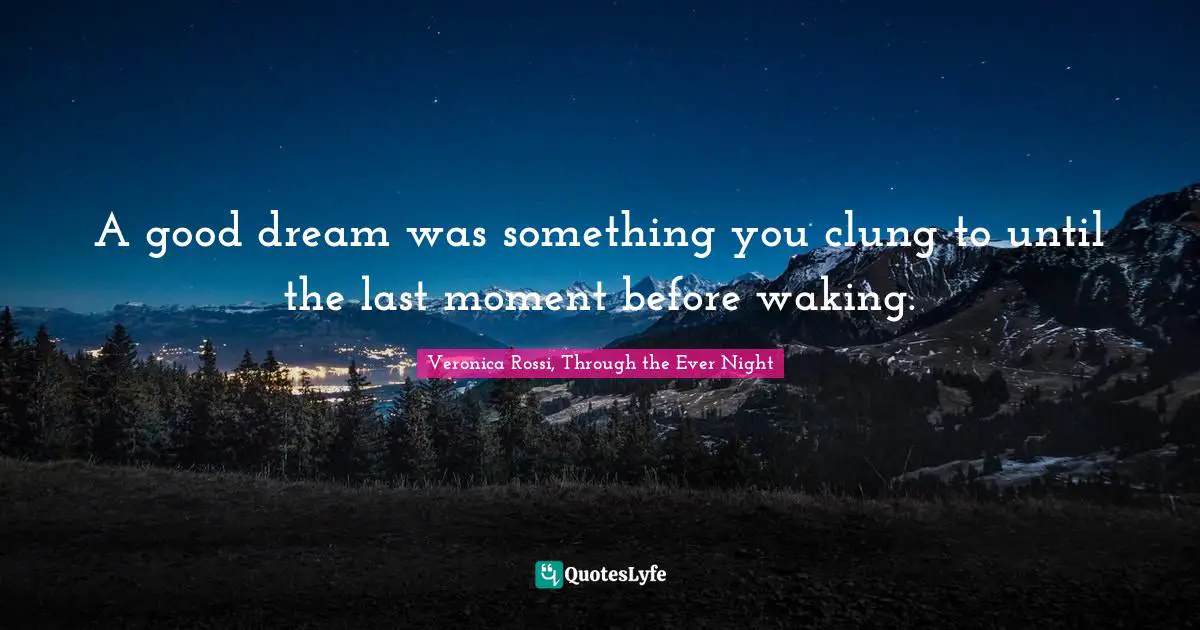 A good dream was something you clung to until the last moment before waking.