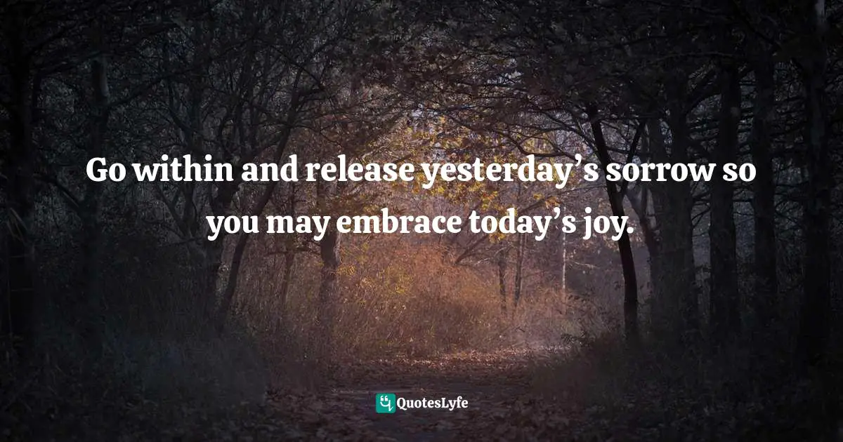 Vision Building Quotes: "Go within and release yesterday’s sorrow so you may embrace today’s joy."