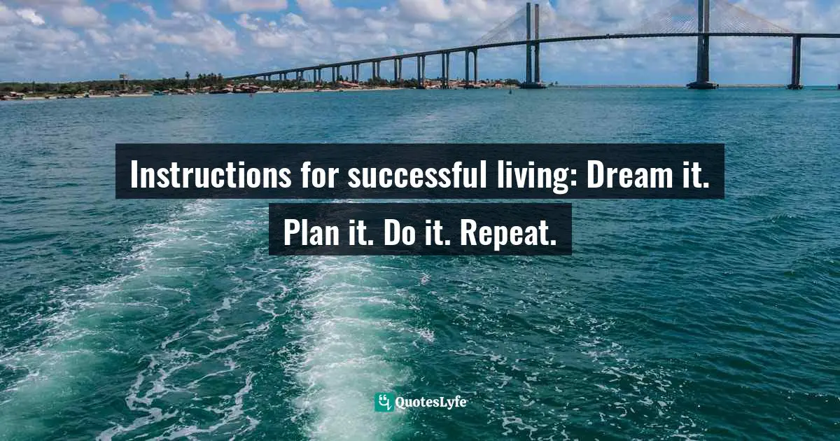 Instructions for successful living: Dream it. Plan it. Do it. Repeat.