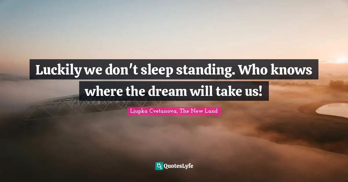 Dreaming Awake Quotes: "Luckily we don't sleep standing. Who knows where the dream will take us!"
