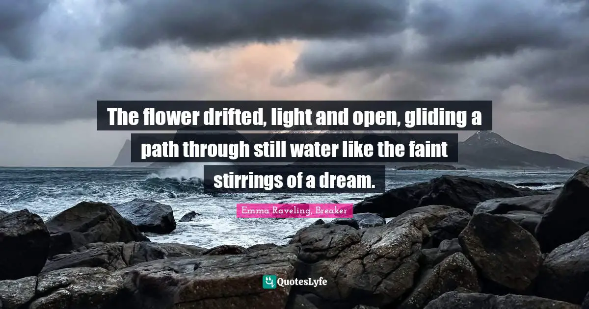 The flower drifted, light and open, gliding a path through still water like the faint stirrings of a dream.