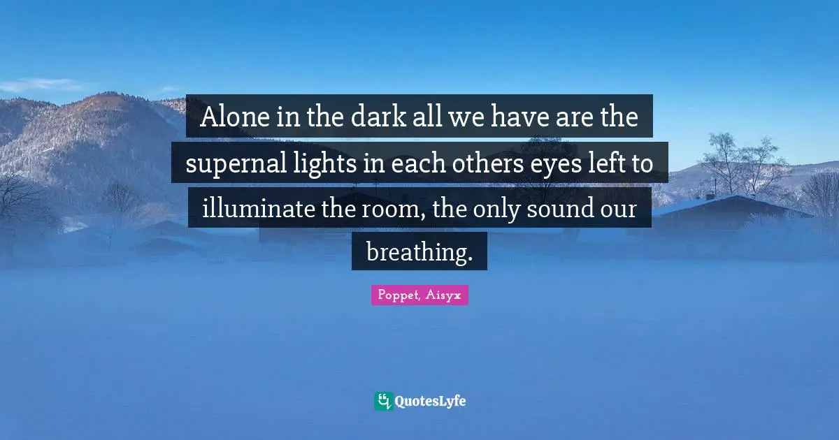 Alone in the dark all we have are the supernal lights in each others eyes left to illuminate the room, the only sound our breathing.