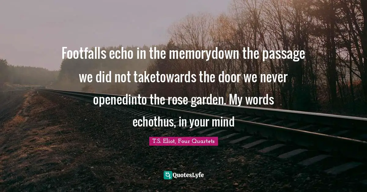 Footfalls echo in the memorydown the passage we did not taketowards the door we never openedinto the rose garden. My words echothus, in your mind